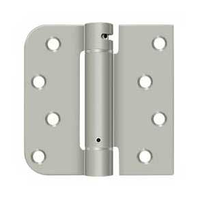 Deltana [DSH4SR515-LH] Steel Door Spring Hinge - Square & 5/8" Radius Corner - Left Hand - Brushed Nickel Finish - 4" W x 4" H