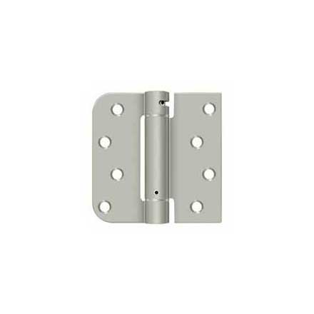 Deltana [DSH4SR515-LH] Steel Door Spring Hinge - Square &amp; 5/8&quot; Radius Corner - Left Hand - Brushed Nickel Finish - 4&quot; W x 4&quot; H