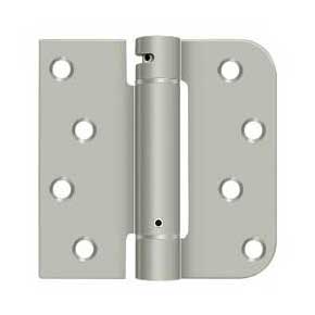 Deltana [DSH4SR515-RH] Steel Door Spring Hinge - Square & 5/8" Radius Corner - Right Hand - Brushed Nickel Finish - 4" W x 4" H