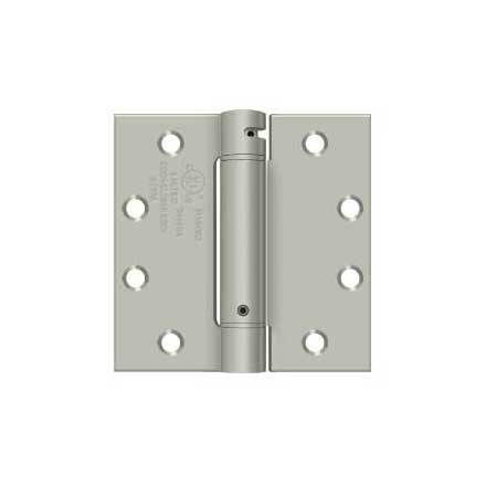 Deltana [DSH45U15] Steel Door Spring Hinge - Square Corner - Brushed Nickel Finish - 4 1/2&quot; W x 4 1/2&quot; H