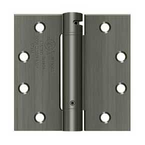 Deltana [DSH45U15A] Steel Door Spring Hinge - Square Corner - Antique Nickel Finish - 4 1/2" W x 4 1/2" H