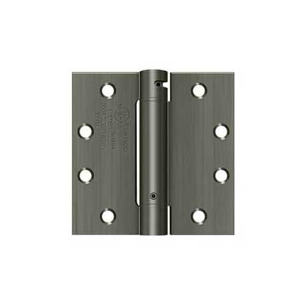 Deltana [DSH45U15A] Steel Door Spring Hinge - Square Corner - Antique Nickel Finish - 4 1/2&quot; W x 4 1/2&quot; H