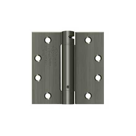 Deltana [DSH45U15A] Steel Door Spring Hinge - Square Corner - Antique Nickel Finish - 4 1/2" W x 4 1/2" H