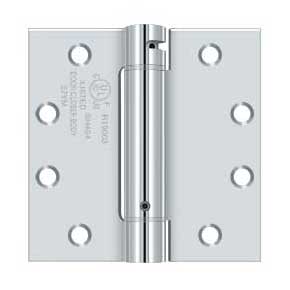 Deltana [DSH45U26] Steel Door Spring Hinge - Square Corner - Polished Chrome Finish - 4 1/2" W x 4 1/2" H