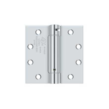 Deltana [DSH45U26] Steel Door Spring Hinge - Square Corner - Polished Chrome Finish - 4 1/2" W x 4 1/2" H