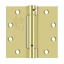 Deltana [DSH45U3] Steel Door Spring Hinge - Square Corner - Polished Brass Finish - 4 1/2" W x 4 1/2" H