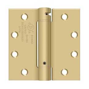 Deltana [DSH45U4] Steel Door Spring Hinge - Square Corner - Brushed Brass Finish - 4 1/2" W x 4 1/2" H