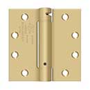 Deltana [DSH45U4] Steel Door Spring Hinge - Square Corner - Brushed Brass Finish - 4 1/2" W x 4 1/2" H
