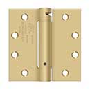 Deltana [DSH45U4] Steel Door Spring Hinge - Square Corner - Brushed Brass Finish - 4 1/2&quot; W x 4 1/2&quot; H