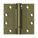 Deltana [DSH45U5] Steel Door Spring Hinge - Square Corner - Antique Brass Finish - 4 1/2" W x 4 1/2" H
