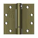 Deltana [DSH45U5] Steel Door Spring Hinge - Square Corner - Antique Brass Finish - 4 1/2&quot; W x 4 1/2&quot; H