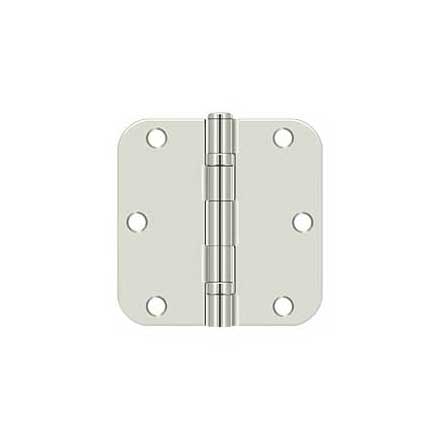 Deltana [S35R5BB14] Steel Door Butt Hinge - Ball Bearing - 5/8&quot; Radius Corner - Polished Nickel Finish - Pair - 3 1/2&quot; H x 3 1/2&quot; W