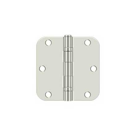 Deltana [S35R5BB14] Steel Door Butt Hinge - Ball Bearing - 5/8&quot; Radius Corner - Polished Nickel Finish - Pair - 3 1/2&quot; H x 3 1/2&quot; W