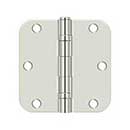 Deltana [S35R5BB14] Steel Door Butt Hinge - Ball Bearing - 5/8&quot; Radius Corner - Polished Nickel Finish - Pair - 3 1/2&quot; H x 3 1/2&quot; W