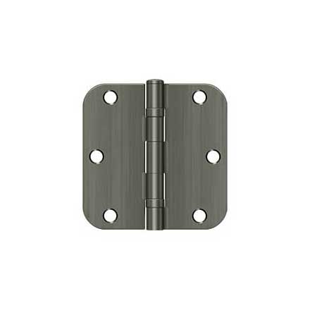 Deltana [S35R5BB15A] Steel Door Butt Hinge - Ball Bearing - 5/8&quot; Radius Corner - Antique Nickel Finish - Pair - 3 1/2&quot; H x 3 1/2&quot; W