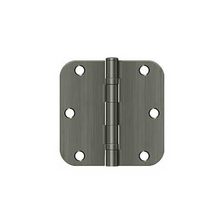 Deltana [S35R5BB15A] Steel Door Butt Hinge - Ball Bearing - 5/8" Radius Corner - Antique Nickel Finish - Pair - 3 1/2" H x 3 1/2" W