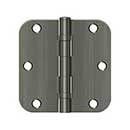 Deltana [S35R5BB15A] Steel Door Butt Hinge - Ball Bearing - 5/8" Radius Corner - Antique Nickel Finish - Pair - 3 1/2" H x 3 1/2" W