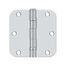 Deltana [S35R5BB26] Steel Door Butt Hinge - Ball Bearing - 5/8" Radius Corner - Polished Chrome Finish - Pair - 3 1/2" H x 3 1/2" W