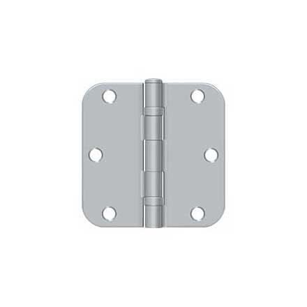 Deltana [S35R5BB26D] Steel Door Butt Hinge - Ball Bearing - 5/8" Radius Corner - Brushed Chrome Finish - Pair - 3 1/2" H x 3 1/2" W