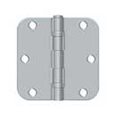 Deltana [S35R5BB26D] Steel Door Butt Hinge - Ball Bearing - 5/8&quot; Radius Corner - Brushed Chrome Finish - Pair - 3 1/2&quot; H x 3 1/2&quot; W