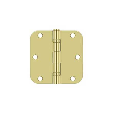 Deltana [S35R5BB3] Steel Door Butt Hinge - Ball Bearing - 5/8&quot; Radius Corner - Polished Brass Finish - Pair - 3 1/2&quot; H x 3 1/2&quot; W