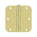 Deltana [S35R5BB3] Steel Door Butt Hinge - Ball Bearing - 5/8" Radius Corner - Polished Brass Finish - Pair - 3 1/2" H x 3 1/2" W