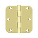 Deltana [S35R5BB3] Steel Door Butt Hinge - Ball Bearing - 5/8" Radius Corner - Polished Brass Finish - Pair - 3 1/2" H x 3 1/2" W