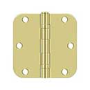 Deltana [S35R5BB3] Steel Door Butt Hinge - Ball Bearing - 5/8&quot; Radius Corner - Polished Brass Finish - Pair - 3 1/2&quot; H x 3 1/2&quot; W