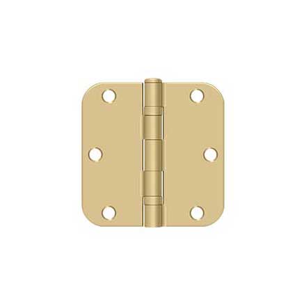 Deltana [S35R5BB4] Steel Door Butt Hinge - Ball Bearing - 5/8&quot; Radius Corner - Brushed Brass Finish - Pair - 3 1/2&quot; H x 3 1/2&quot; W