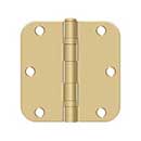 Deltana [S35R5BB4] Steel Door Butt Hinge - Ball Bearing - 5/8&quot; Radius Corner - Brushed Brass Finish - Pair - 3 1/2&quot; H x 3 1/2&quot; W