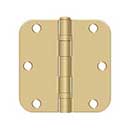 Deltana [S35R5BB4] Steel Door Butt Hinge - Ball Bearing - 5/8&quot; Radius Corner - Brushed Brass Finish - Pair - 3 1/2&quot; H x 3 1/2&quot; W