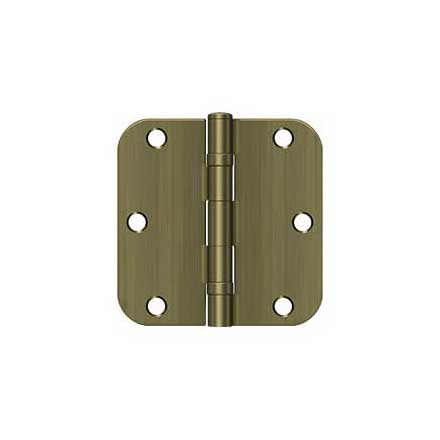 Deltana [S35R5BB5] Steel Door Butt Hinge - Ball Bearing - 5/8&quot; Radius Corner - Antique Brass Finish - Pair - 3 1/2&quot; H x 3 1/2&quot; W