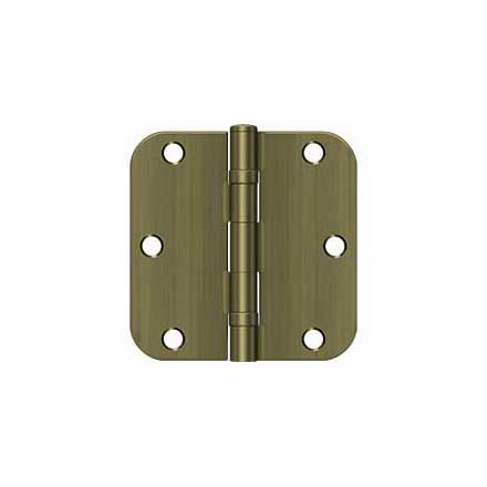 Deltana [S35R5BB5] Steel Door Butt Hinge - Ball Bearing - 5/8&quot; Radius Corner - Antique Brass Finish - Pair - 3 1/2&quot; H x 3 1/2&quot; W