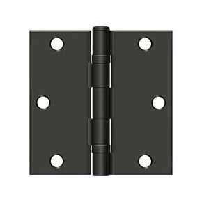 Deltana [S35BBU10B-R] Steel Door Butt Hinge - Residential - Ball Bearing - Square Corner - Oil Rubbed Bronze Finish - Pair - 3 1/2" H x 3 1/2" W