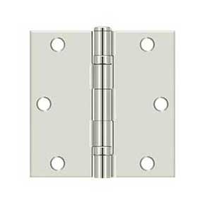 Deltana [S35BBU14-R] Steel Door Butt Hinge - Residential - Ball Bearing - Square Corner - Polished Nickel Finish - Pair - 3 1/2" H x 3 1/2" W