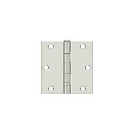 Deltana [S35BBU14-R] Steel Door Butt Hinge - Residential - Ball Bearing - Square Corner - Polished Nickel Finish - Pair - 3 1/2" H x 3 1/2" W
