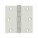 Deltana [S35BBU14-R] Steel Door Butt Hinge - Residential - Ball Bearing - Square Corner - Polished Nickel Finish - Pair - 3 1/2&quot; H x 3 1/2&quot; W