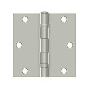 Deltana [S35BBU15-R] Steel Door Butt Hinge - Residential - Ball Bearing - Square Corner - Brushed Nickel Finish - Pair - 3 1/2" H x 3 1/2" W