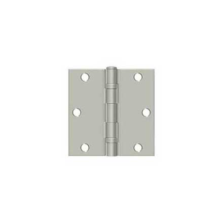 Deltana [S35BBU15-R] Steel Door Butt Hinge - Residential - Ball Bearing - Square Corner - Brushed Nickel Finish - Pair - 3 1/2&quot; H x 3 1/2&quot; W