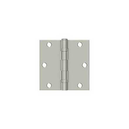 Deltana [S35BBU15-R] Steel Door Butt Hinge - Residential - Ball Bearing - Square Corner - Brushed Nickel Finish - Pair - 3 1/2&quot; H x 3 1/2&quot; W