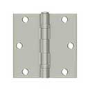 Deltana [S35BBU15-R] Steel Door Butt Hinge - Residential - Ball Bearing - Square Corner - Brushed Nickel Finish - Pair - 3 1/2&quot; H x 3 1/2&quot; W