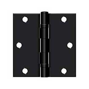 Deltana [S35BBU1B-R] Steel Door Butt Hinge - Residential - Ball Bearing - Square Corner - Paint Black Finish - Pair - 3 1/2" H x 3 1/2" W