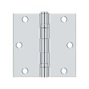 Deltana [S35BBU26-R] Steel Door Butt Hinge - Residential - Ball Bearing - Square Corner - Polished Chrome Finish - Pair - 3 1/2" H x 3 1/2" W