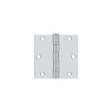 Deltana [S35BBU26-R] Steel Door Butt Hinge - Residential - Ball Bearing - Square Corner - Polished Chrome Finish - Pair - 3 1/2" H x 3 1/2" W