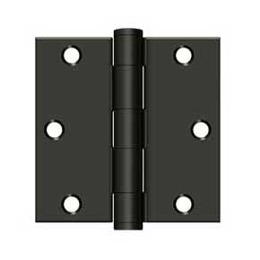 Deltana [S35HD10B] Steel Door Butt Hinge - Residential - Heavy Duty - Square Corner - Oil Rubbed Bronze Finish - Pair - 3 1/2" H x 3 1/2" W