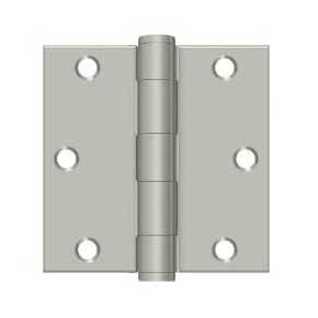 Deltana [S35HD15] Steel Door Butt Hinge - Residential - Heavy Duty - Square Corner - Brushed Nickel Finish - Pair - 3 1/2" H x 3 1/2" W