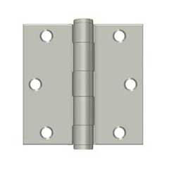 Deltana [S35HD15] Steel Door Butt Hinge - Residential - Heavy Duty - Square Corner - Brushed Nickel Finish - Pair - 3 1/2&quot; H x 3 1/2&quot; W