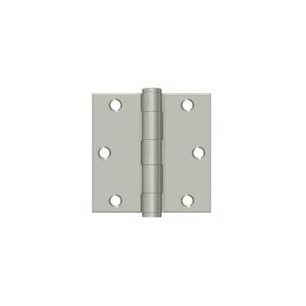 Deltana [S35HD15] Steel Door Butt Hinge - Residential - Heavy Duty - Square Corner - Brushed Nickel Finish - Pair - 3 1/2" H x 3 1/2" W