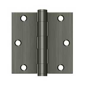 Deltana [S35HD15A] Steel Door Butt Hinge - Residential - Heavy Duty - Square Corner - Antique Nickel Finish - Pair - 3 1/2" H x 3 1/2" W