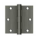 Deltana [S35HD15A] Steel Door Butt Hinge - Residential - Heavy Duty - Square Corner - Antique Nickel Finish - Pair - 3 1/2" H x 3 1/2" W